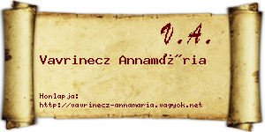 Vavrinecz Annamária névjegykártya