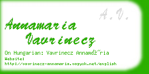 annamaria vavrinecz business card